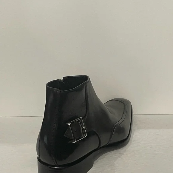 Duca ankle boot charcoal point toe Atalian leather side zipper side buckle - Picture 4 of 5